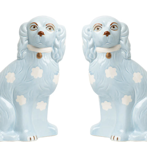 Pale Blue Staffordshire Dog Pair