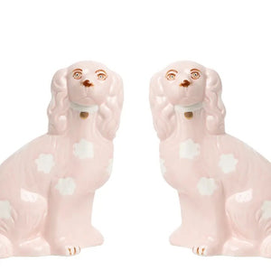 Pale Pink Porcelain Staffordshire Dogs