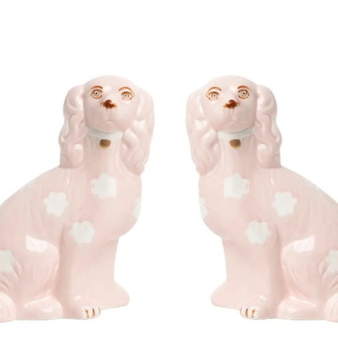 Pale Pink Porcelain Staffordshire Dogs