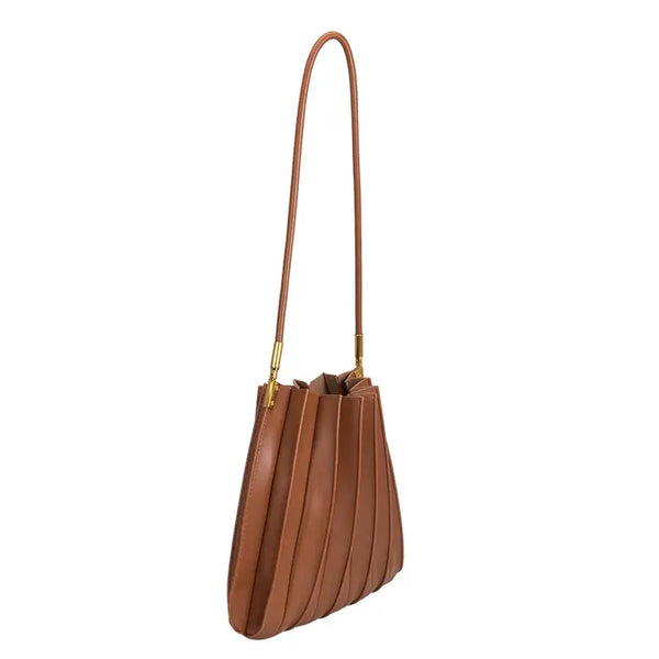 Carrie Slate Pleated Vegan Shoulder Bag