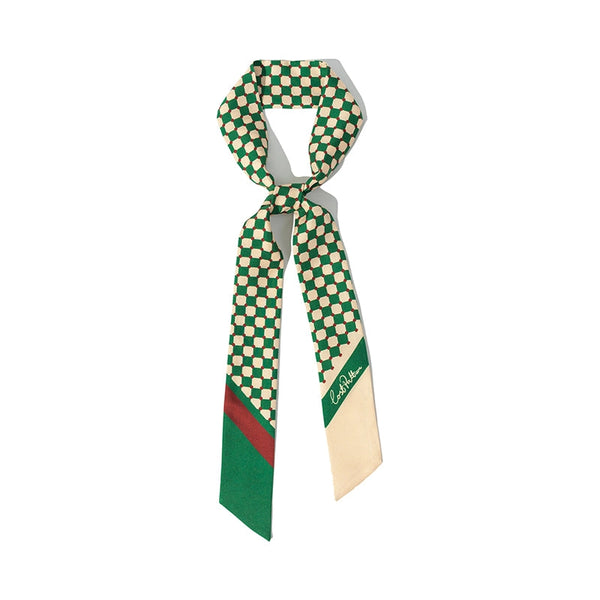 “Checkerboard” Silk Skinny Scarf