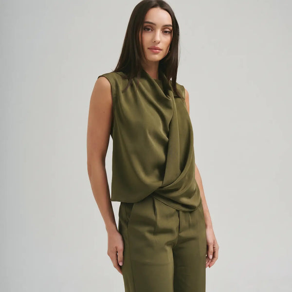 Olive Drape Top