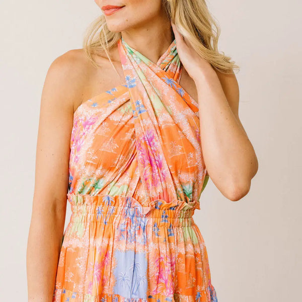 Patchwork Palm Capri Dress