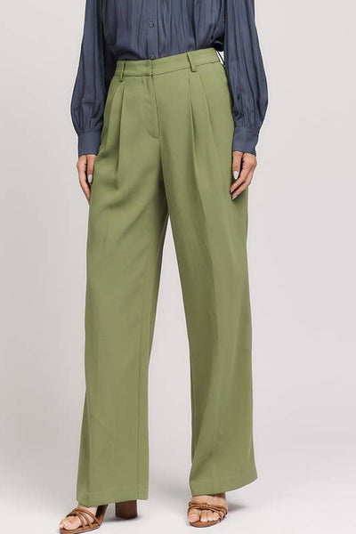 Olive Pintucked Trouser