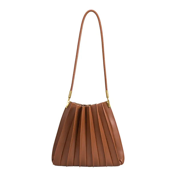 Carrie Slate Pleated Vegan Shoulder Bag