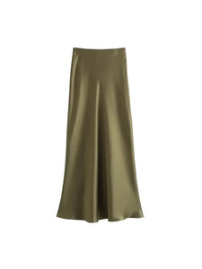 Maeve Satin Midi Skirt