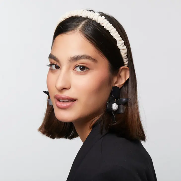 Jet Crystal Lily Earrings
