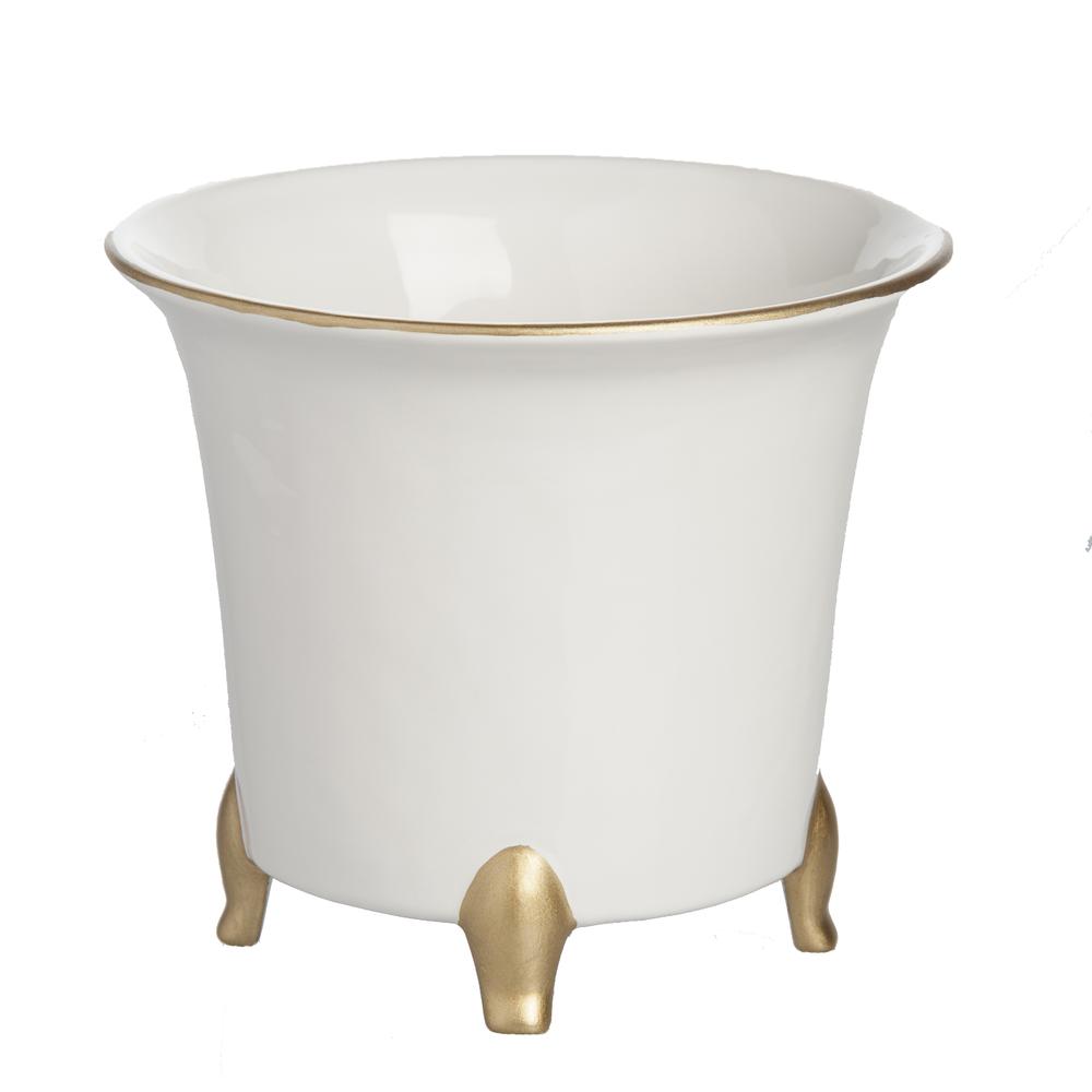 Cachepot, White and Gold