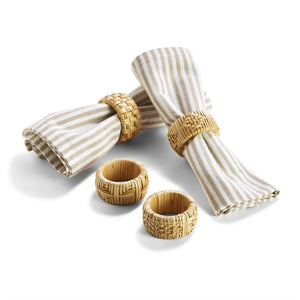 Set Of 4 Hand-Crafted Cane Napkin Rings