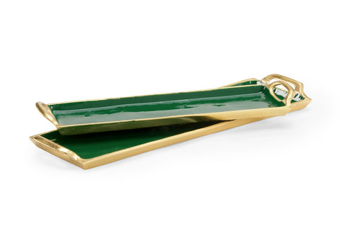 Emerald Enamel Tray Set of 2