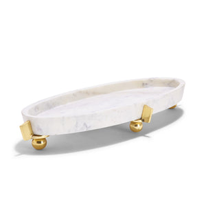 Palladium White Marble Tray with Gold Stand