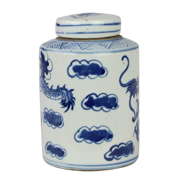 Blue And White Mini Tea Jar Dragon