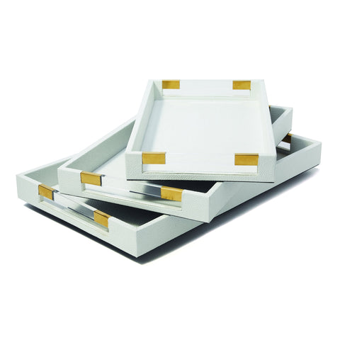 White Tray With Acrylic And Gold Handles