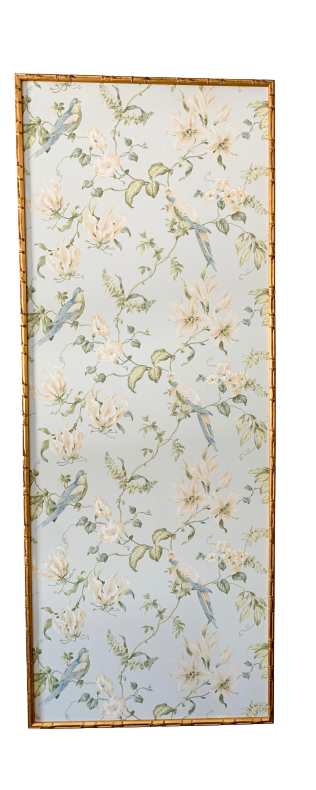 Chinoiserie Wallpaper Panel in Gold Bamboo Frame